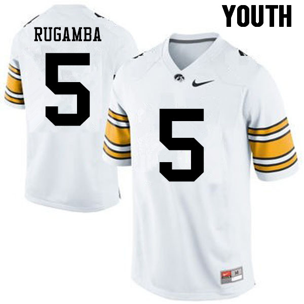 Youth Iowa Hawkeyes #5 Manny Rugamba College Football Jerseys-White - Click Image to Close